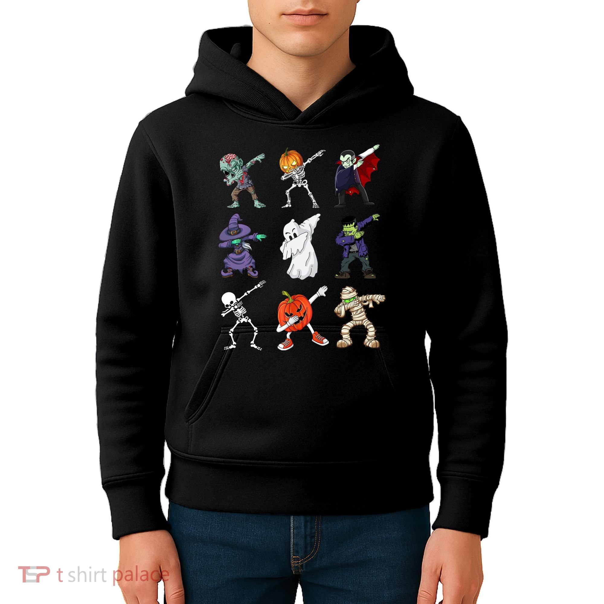 Dabbing Halloween Skeleton Zombie Scary Pumpkin Mummy Kids Hoodie