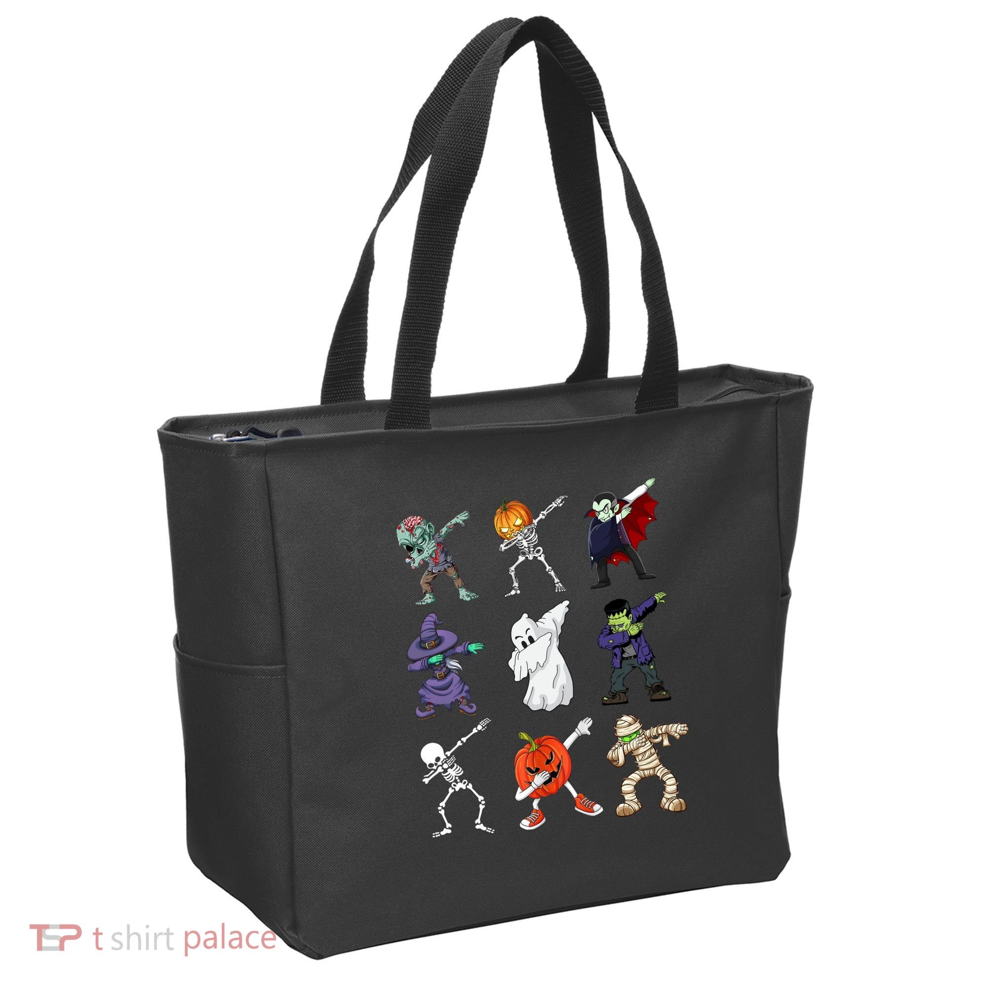 Dabbing Halloween Skeleton Zombie Scary Pumpkin Mummy Tote Bag