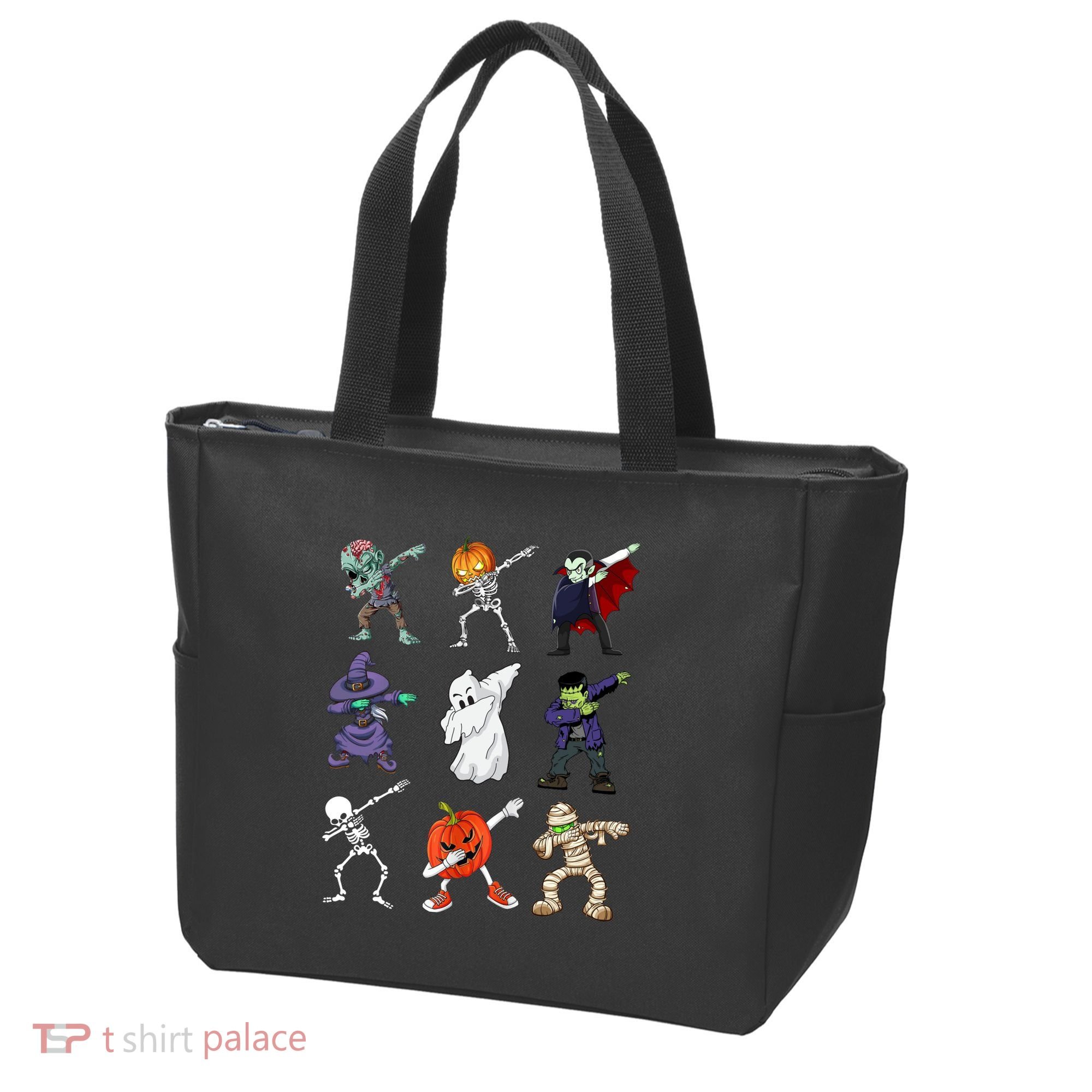 Dabbing Halloween Skeleton Zombie Scary Pumpkin Mummy Tote Bag