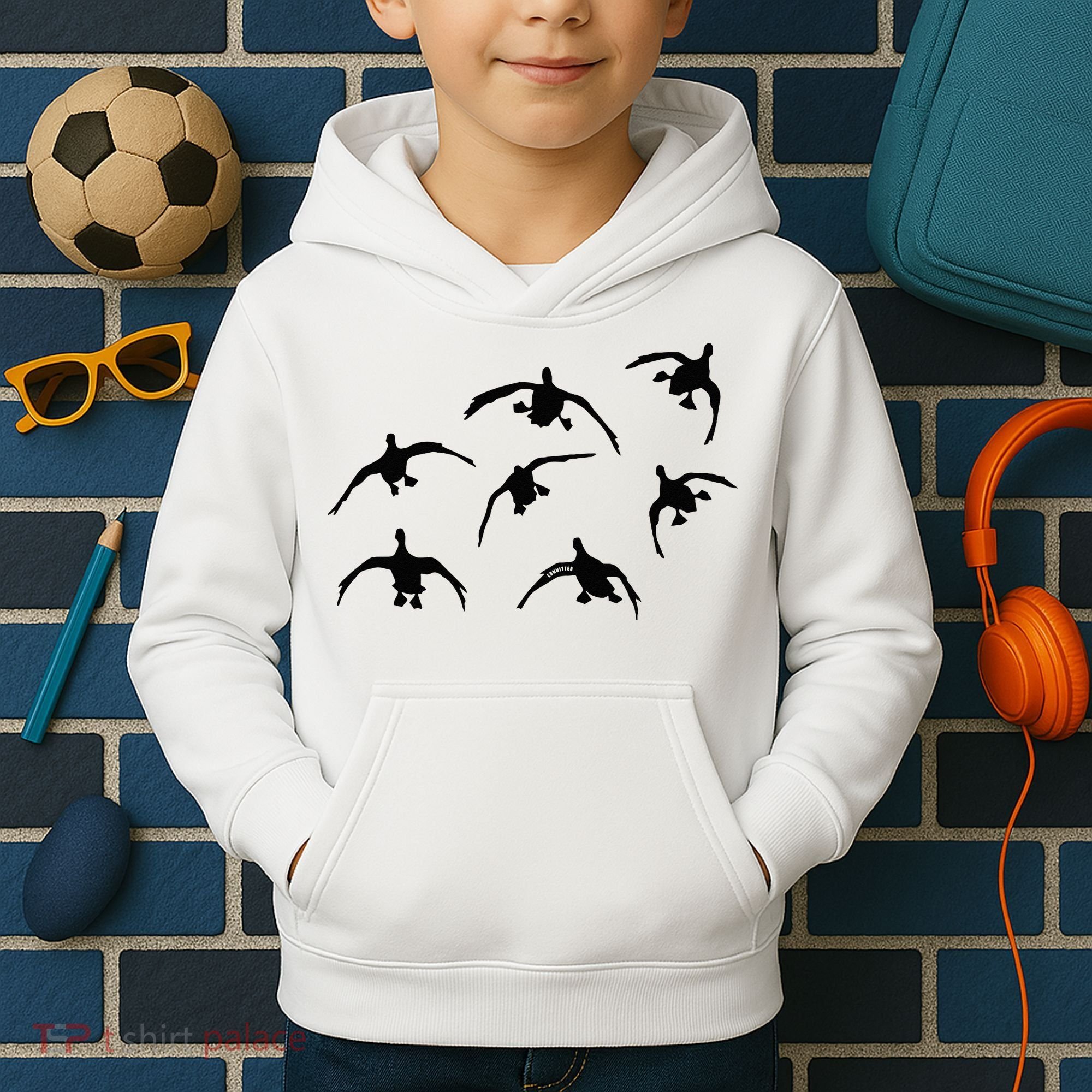 Duck Hunting Seven Drakes By Committed Waterfowl Kids Hoodie