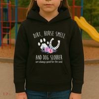 Dirt Horse Smell And Dog Slobber Horse Lover Kids Hoodie thumb 3