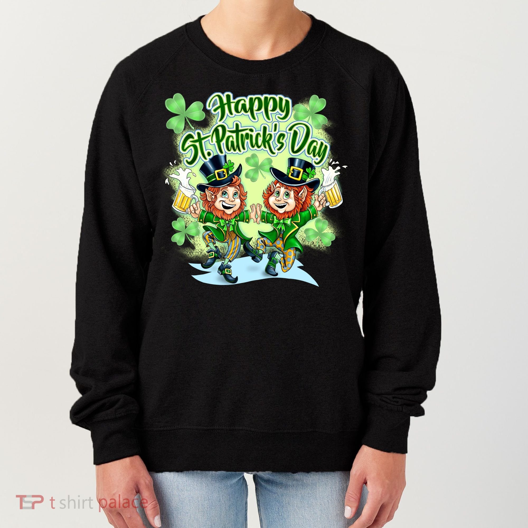 Dancing Happy St. Patrick's Day Leprechauns Women's Sweatshirt