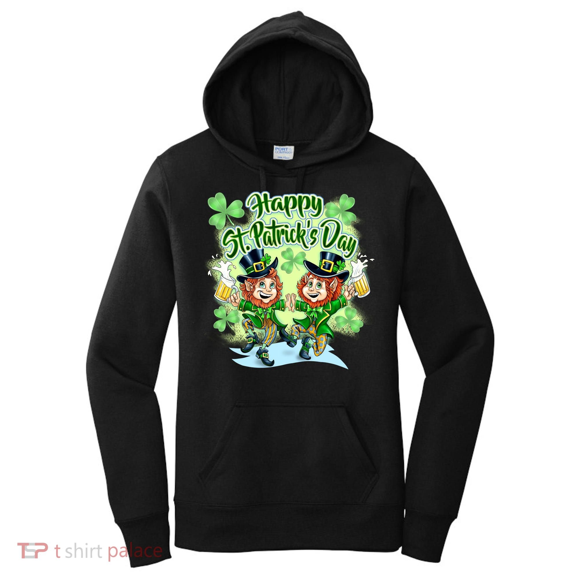 Dancing Happy St. Patrick's Day Leprechauns Women's Hoodie