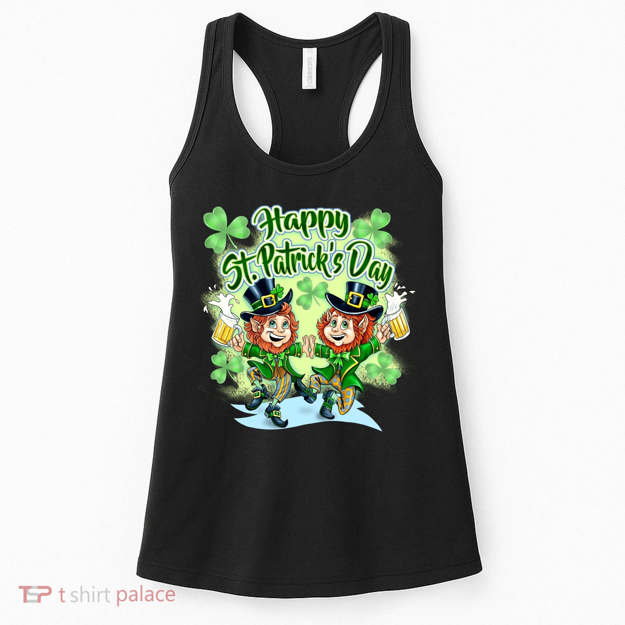 Dancing Happy St. Patrick's Day Leprechauns Women's Tank Top