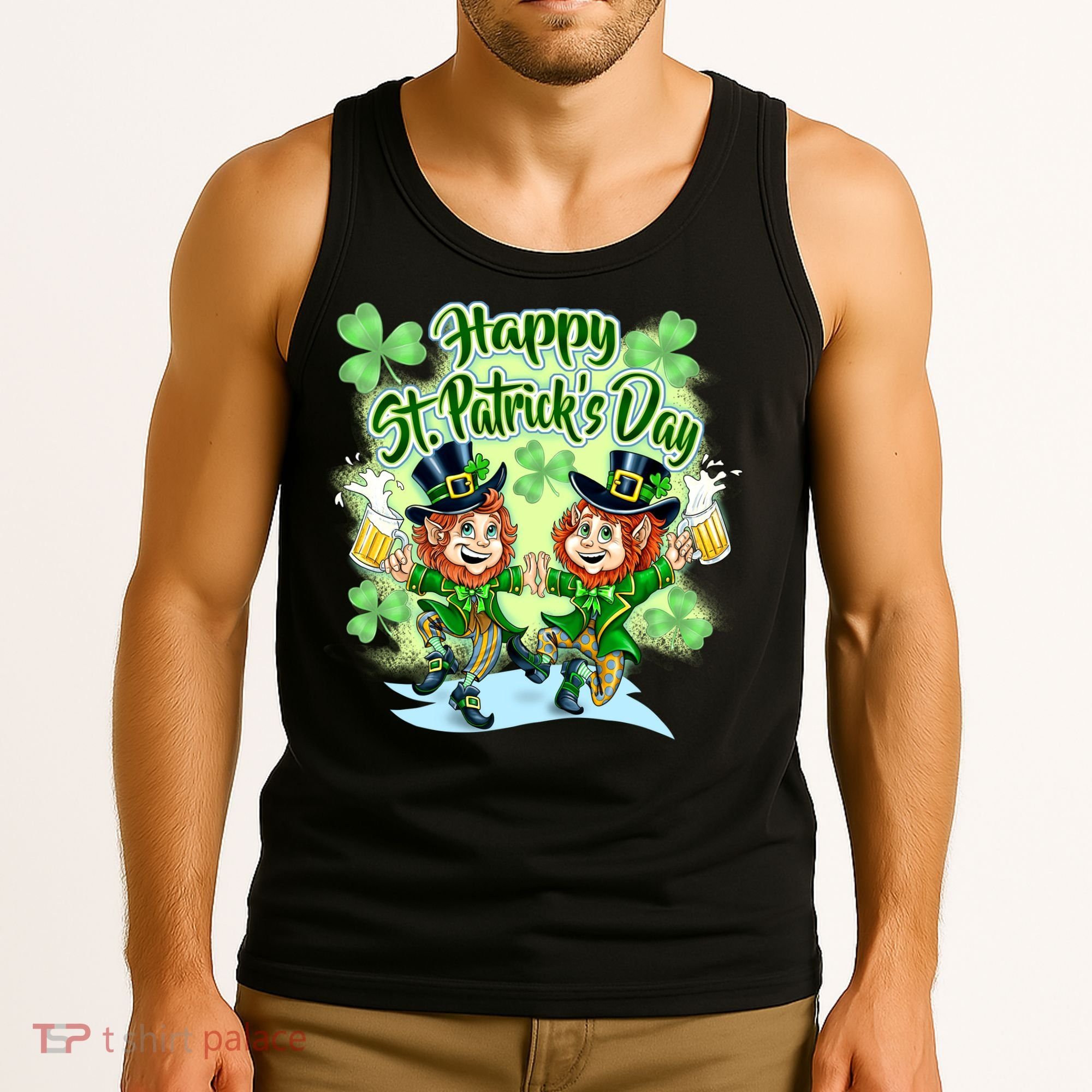 Dancing Happy St. Patrick's Day Leprechauns Tank Top