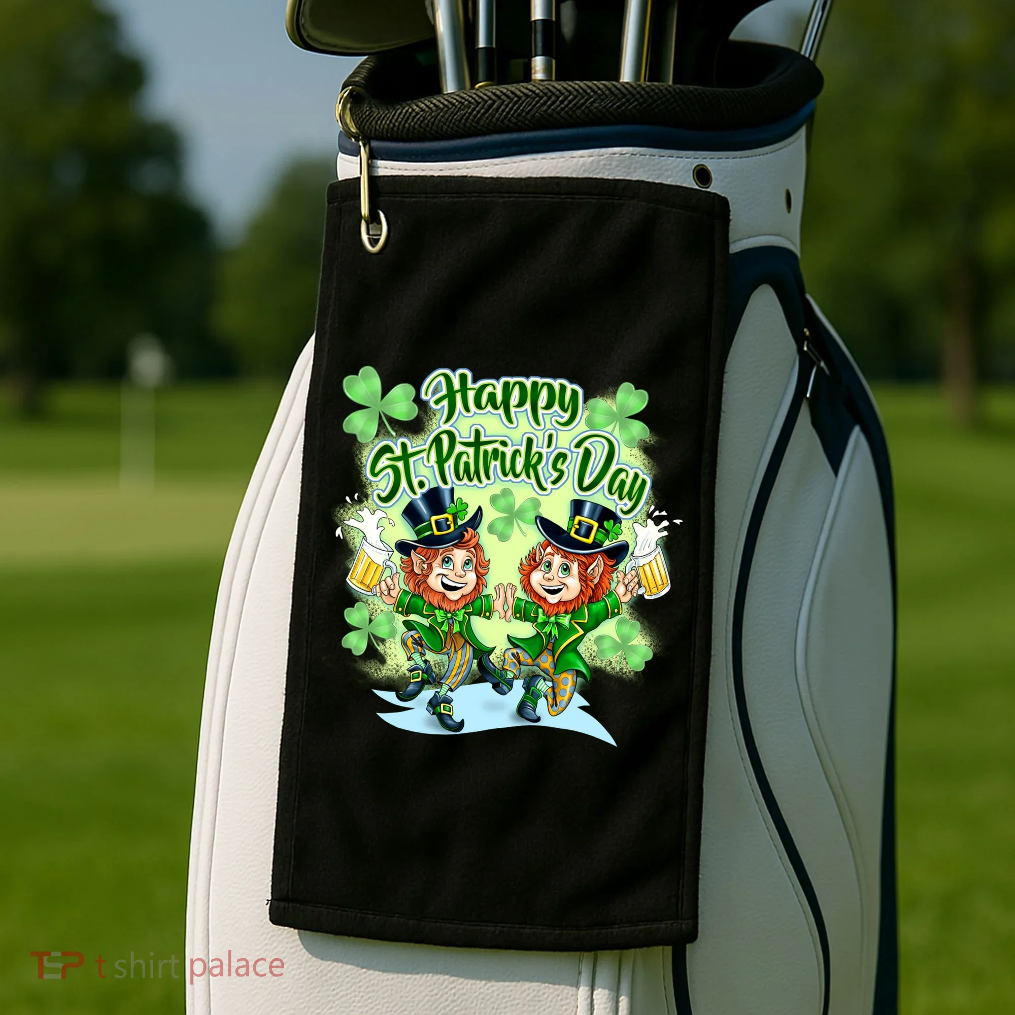 Dancing Happy St. Patrick's Day Leprechauns Golf Towel