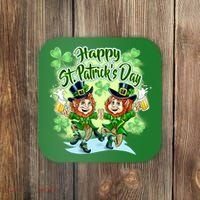 Dancing Happy St. Patrick's Day Leprechauns Coaster thumb 0