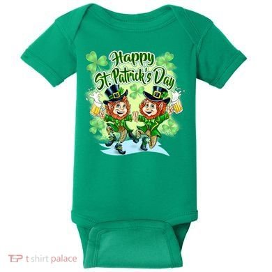 Dancing Happy St. Patrick's Day Leprechauns Baby Bodysuit