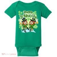 Dancing Happy St. Patrick's Day Leprechauns Baby Bodysuit thumb 0