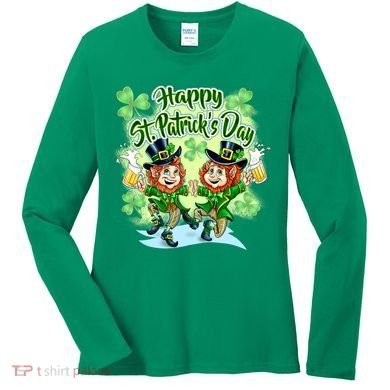 Dancing Happy St. Patrick's Day Leprechauns Women's Long Sleeve Shirt