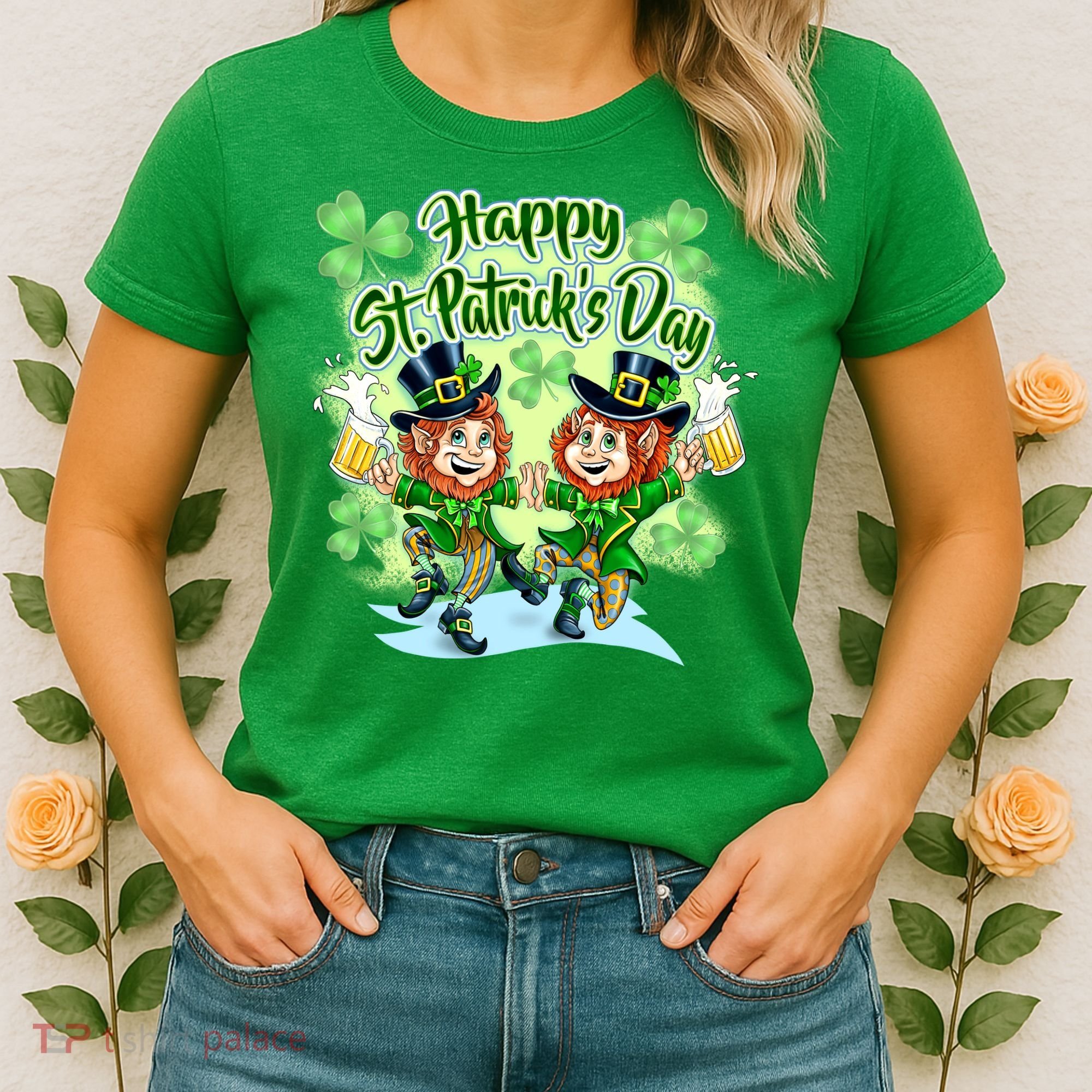 Dancing Happy St. Patrick's Day Leprechauns Women's T-Shirt