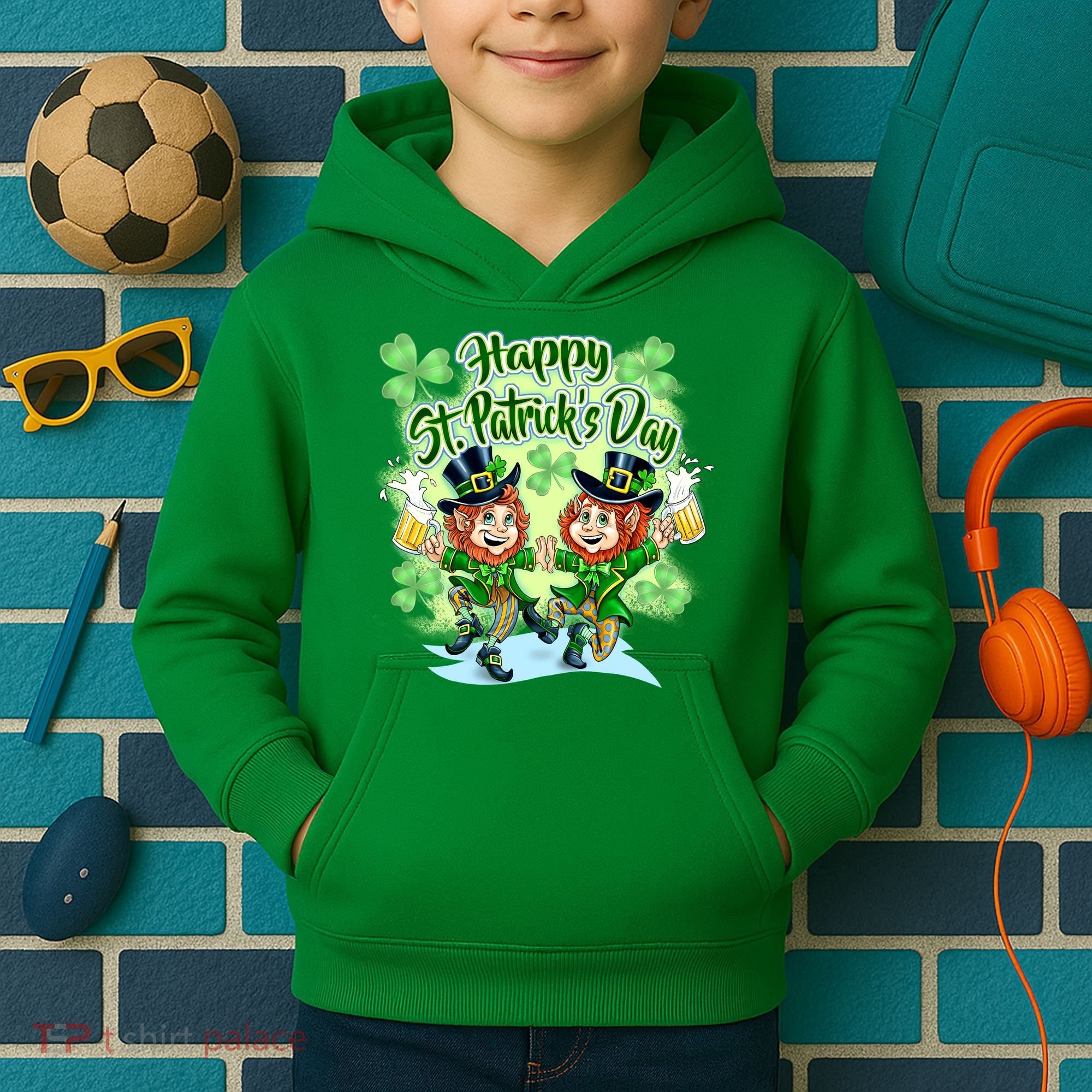 Dancing Happy St. Patrick's Day Leprechauns Kids Hoodie
