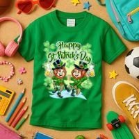 Dancing Happy St. Patrick's Day Leprechauns Kids T-Shirt thumb 3