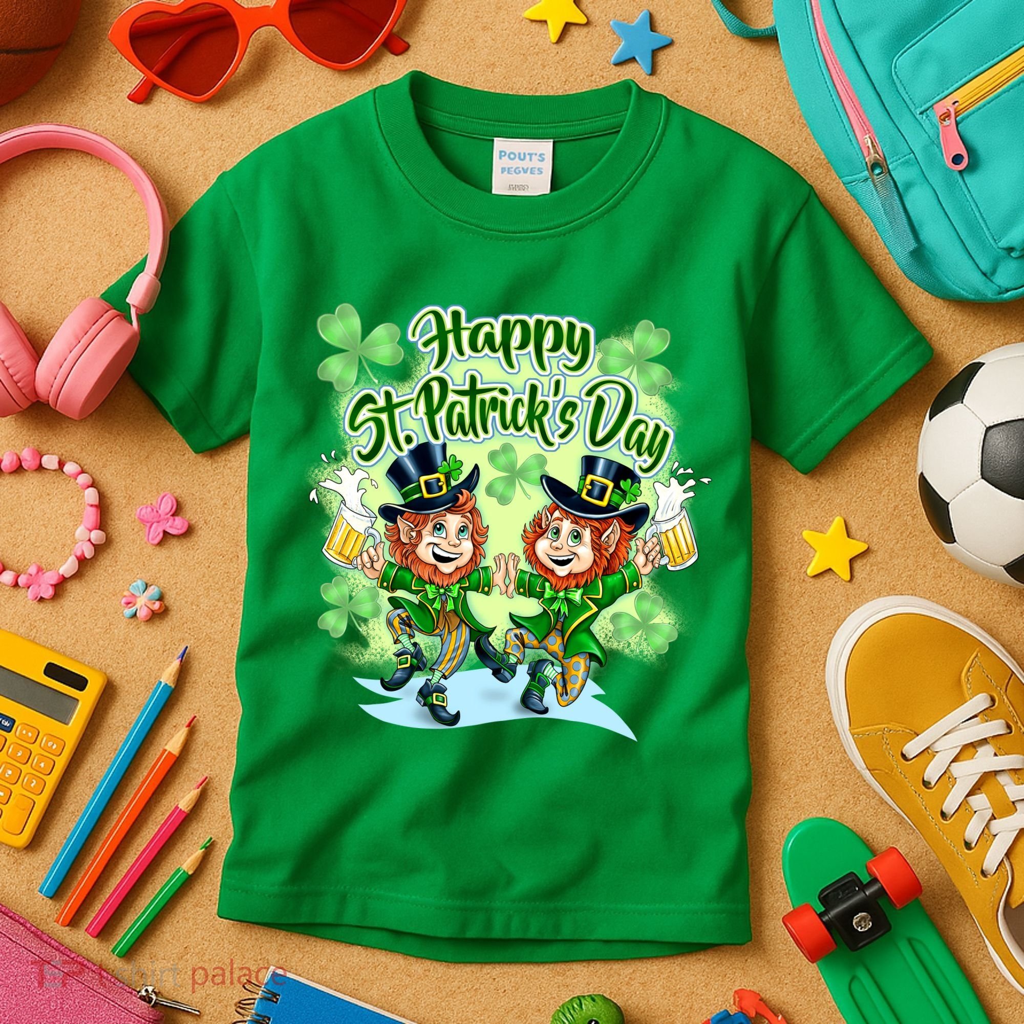 Dancing Happy St. Patrick's Day Leprechauns Kids T-Shirt