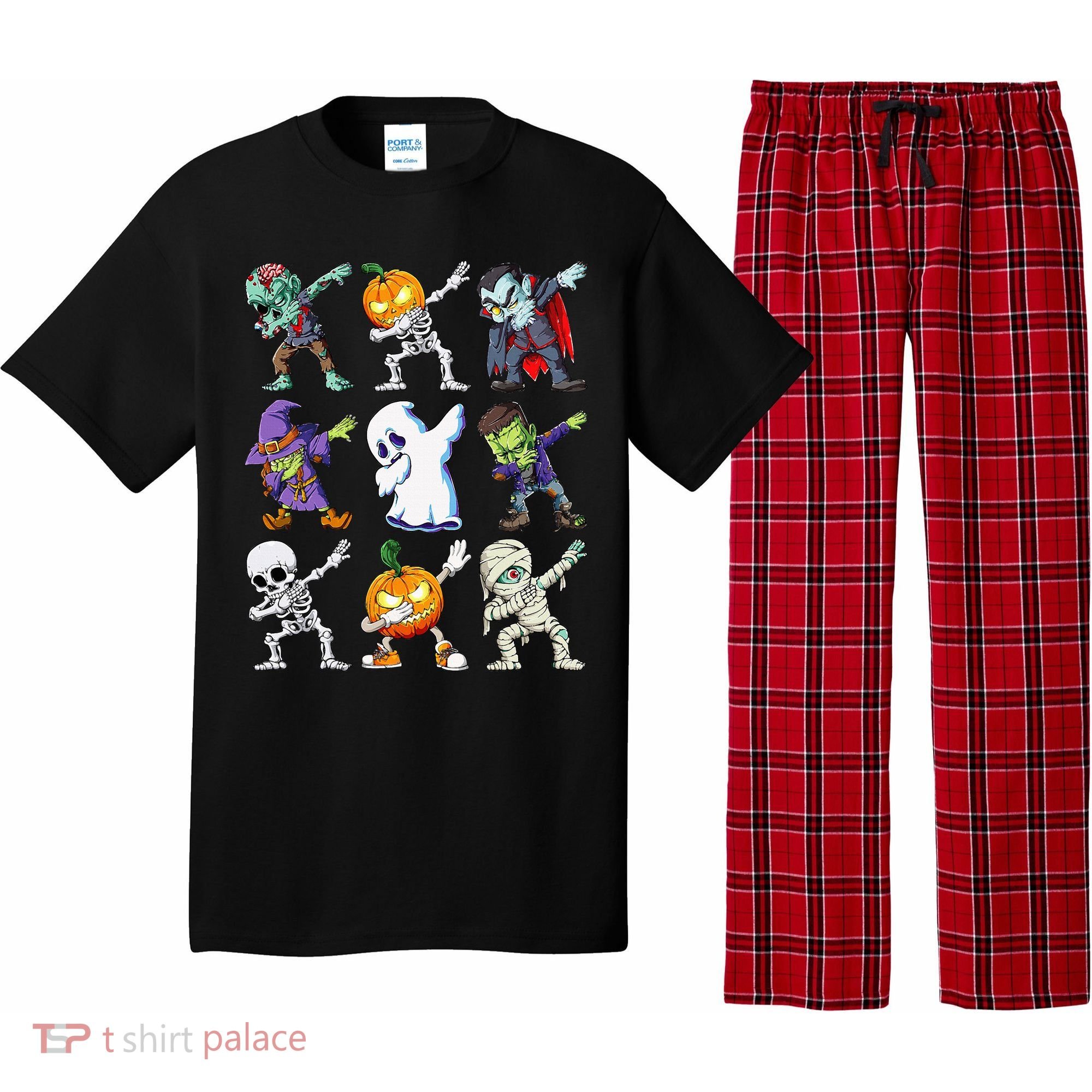 Dabbing Halloween Skeleton Zombie Scary Pumpkin Mummy Pajama Set