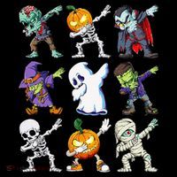 Dabbing Halloween Skeleton Zombie Scary Pumpkin Mummy Women's Hoodie thumb 2