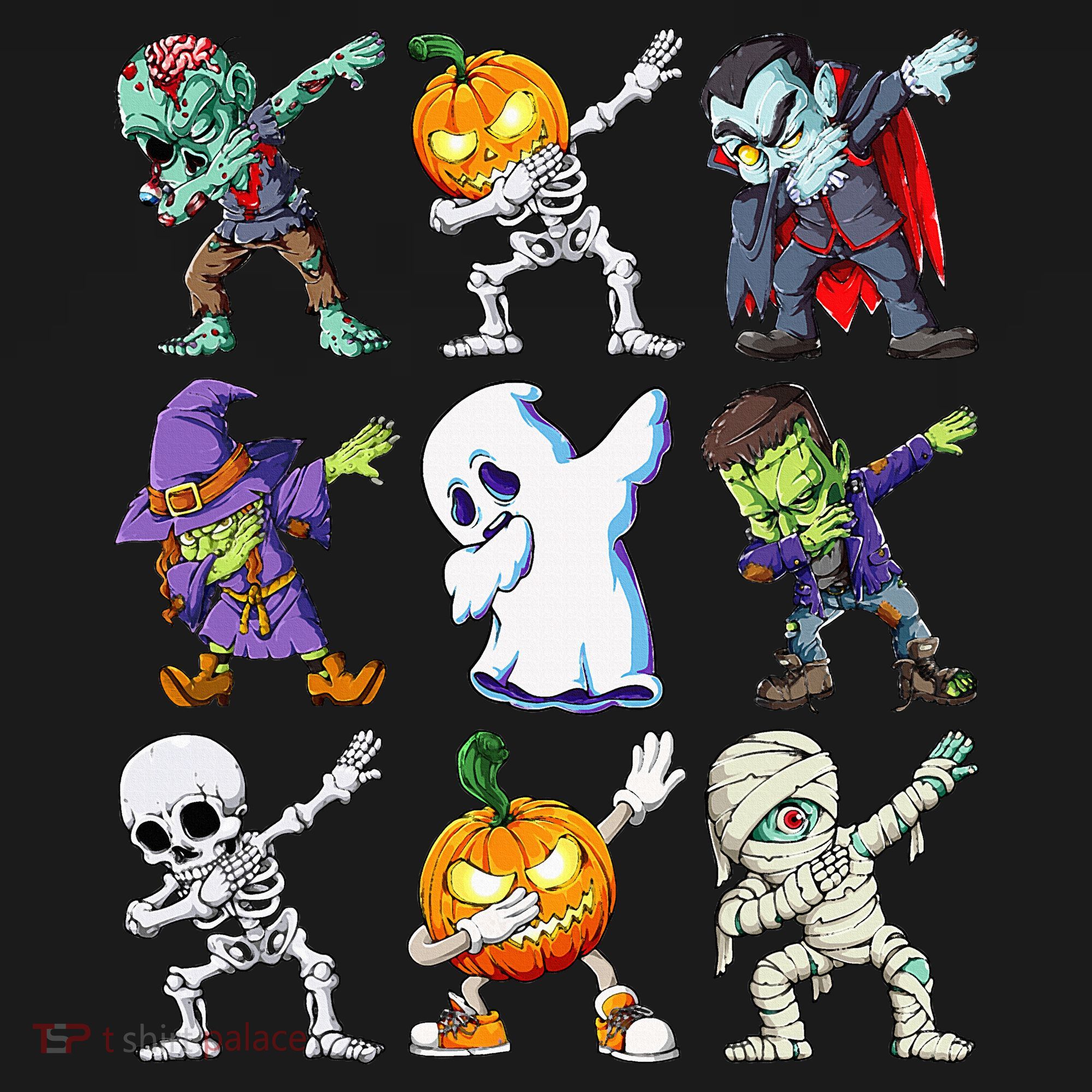 Dabbing Halloween Skeleton Zombie Scary Pumpkin Mummy Ornament