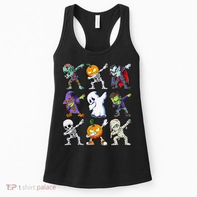 Dabbing Halloween Skeleton Zombie Scary Pumpkin Mummy Women's Tank Top
