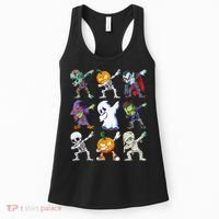 Dabbing Halloween Skeleton Zombie Scary Pumpkin Mummy Women's Tank Top thumb 0