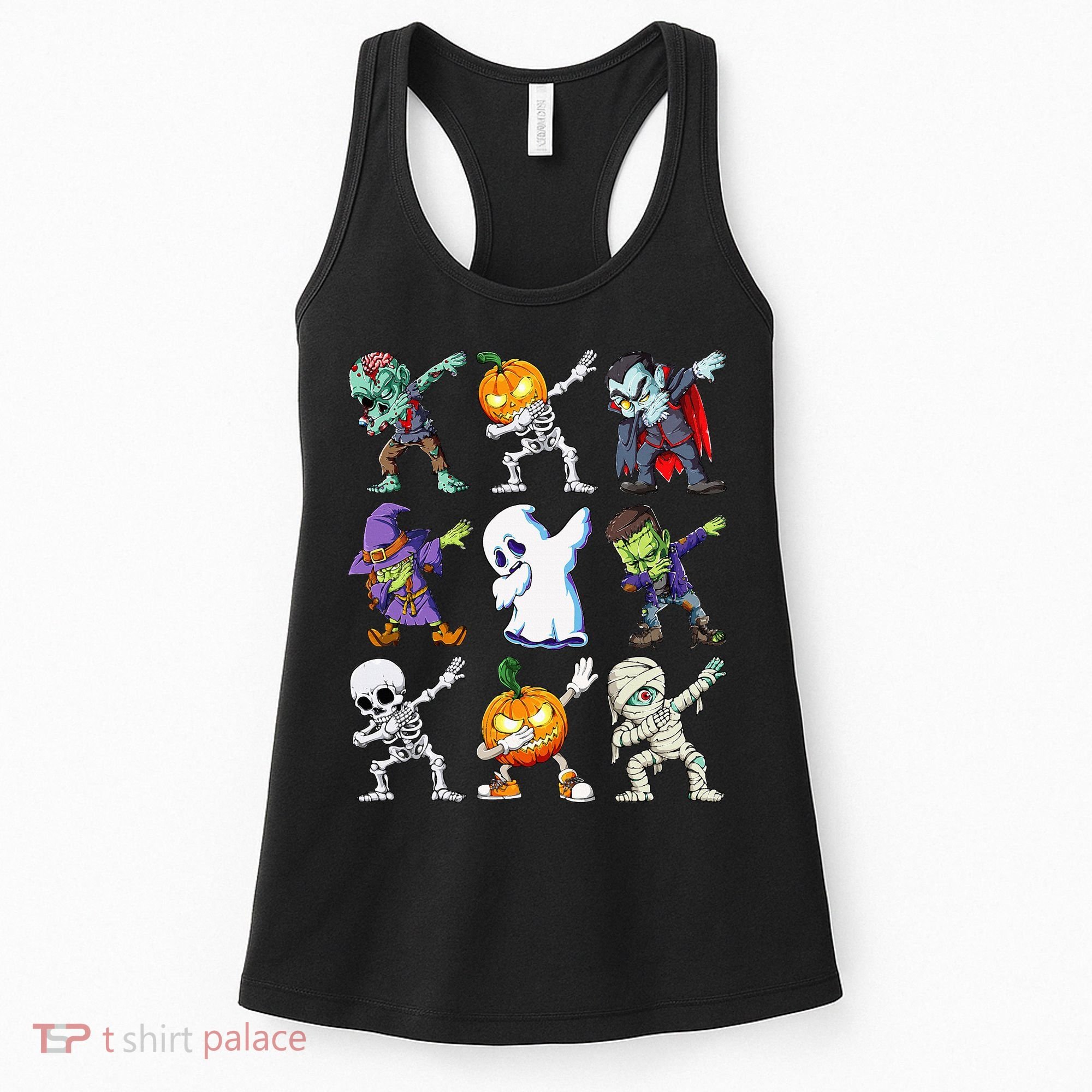 Dabbing Halloween Skeleton Zombie Scary Pumpkin Mummy Women's Tank Top