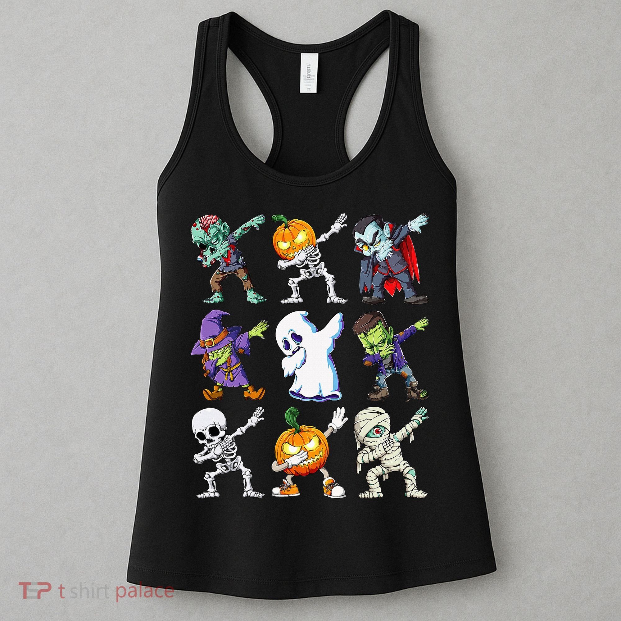 Dabbing Halloween Skeleton Zombie Scary Pumpkin Mummy Women's Tank Top