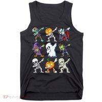 Dabbing Halloween Skeleton Zombie Scary Pumpkin Mummy Tank Top thumb 0