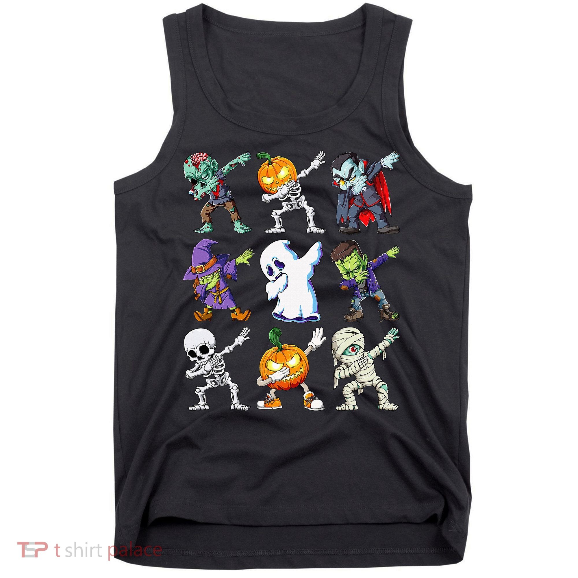 Dabbing Halloween Skeleton Zombie Scary Pumpkin Mummy Tank Top