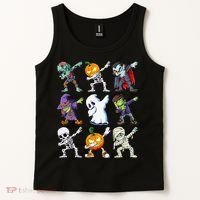 Dabbing Halloween Skeleton Zombie Scary Pumpkin Mummy Tank Top thumb 2