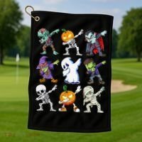 Dabbing Halloween Skeleton Zombie Scary Pumpkin Mummy Golf Towel thumb 1