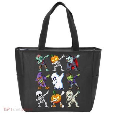 Dabbing Halloween Skeleton Zombie Scary Pumpkin Mummy Tote Bag