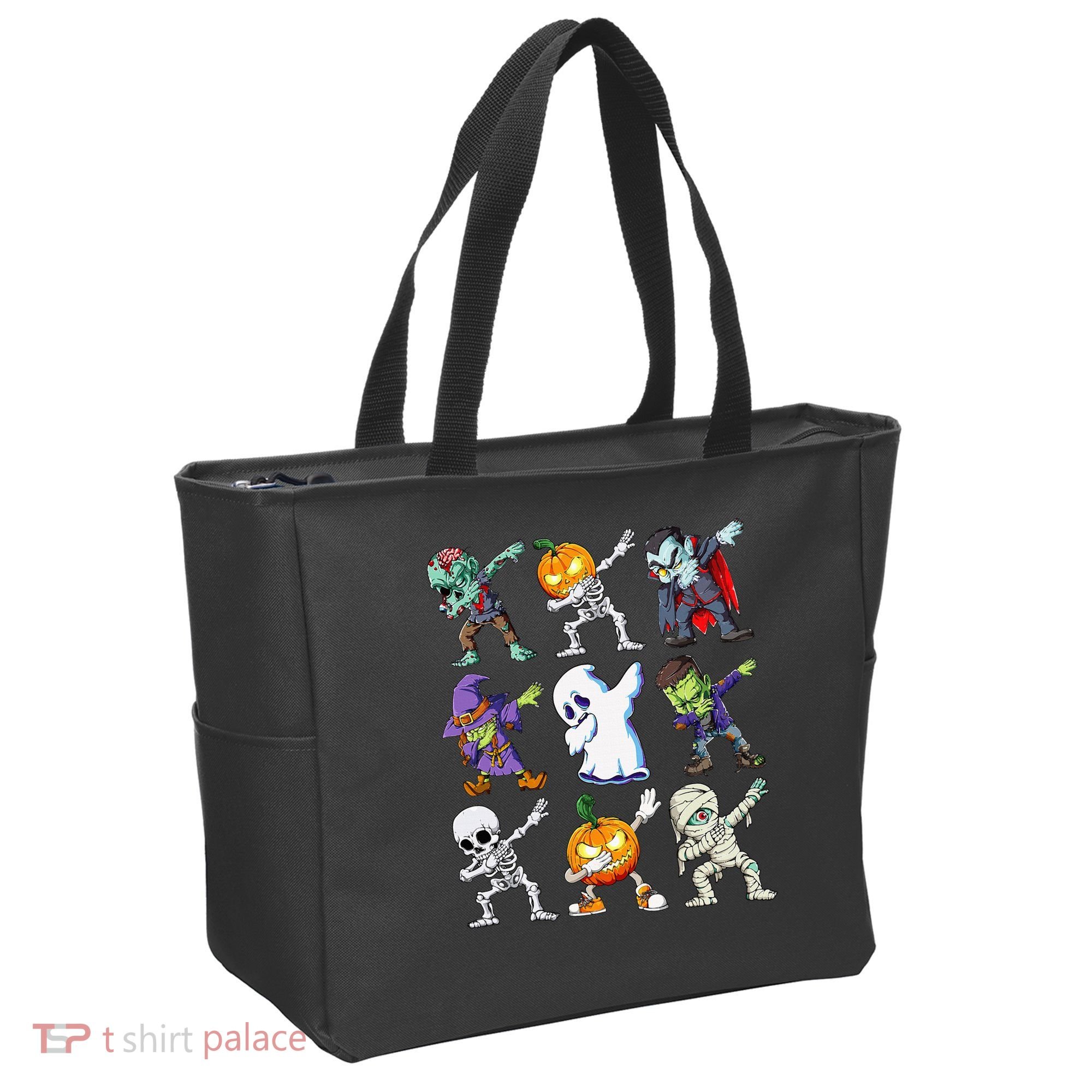 Dabbing Halloween Skeleton Zombie Scary Pumpkin Mummy Tote Bag