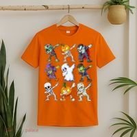 Dabbing Halloween Skeleton Zombie Scary Pumpkin Mummy T-Shirt thumb 2