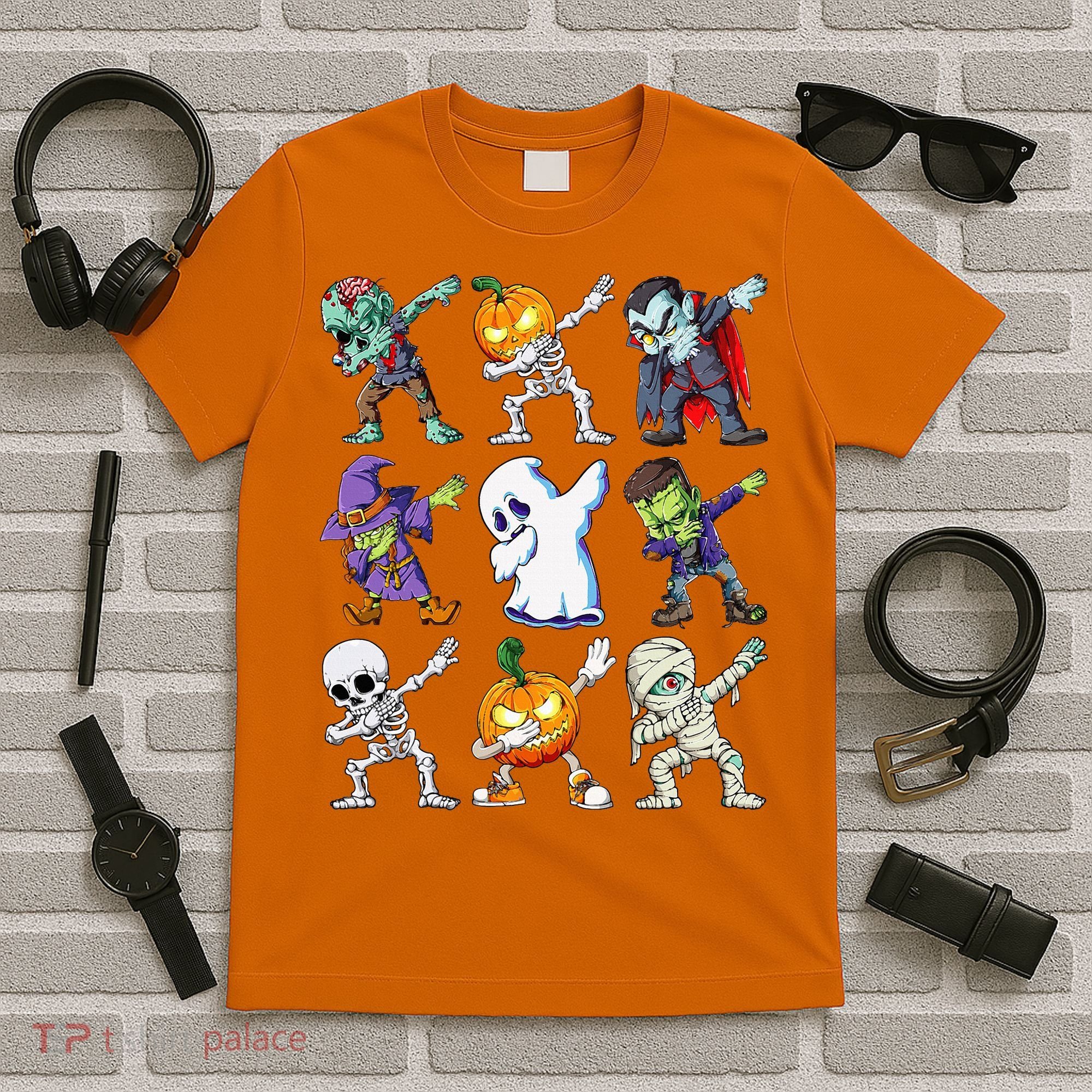 Dabbing Halloween Skeleton Zombie Scary Pumpkin Mummy T-Shirt