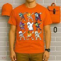 Dabbing Halloween Skeleton Zombie Scary Pumpkin Mummy T-Shirt thumb 6