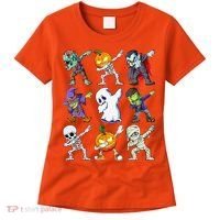 Dabbing Halloween Skeleton Zombie Scary Pumpkin Mummy Women's T-Shirt thumb 0