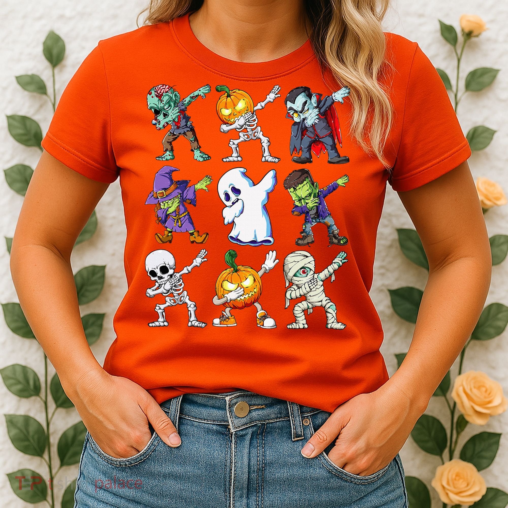 Dabbing Halloween Skeleton Zombie Scary Pumpkin Mummy Women's T-Shirt
