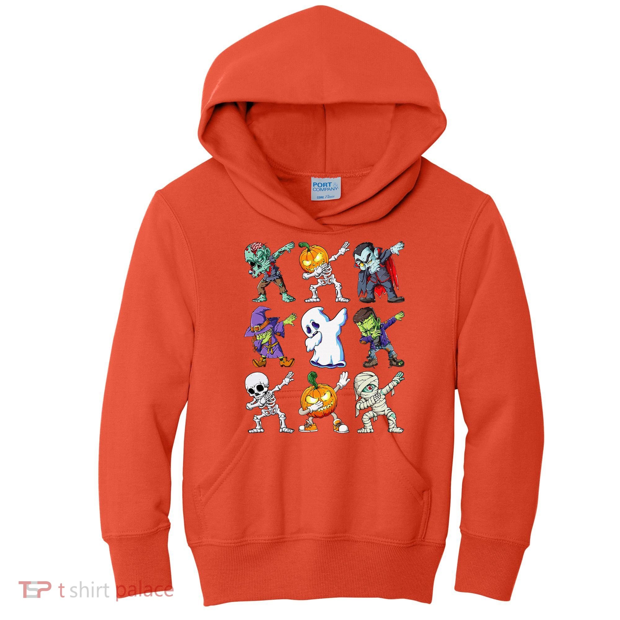 Dabbing Halloween Skeleton Zombie Scary Pumpkin Mummy Kids Hoodie