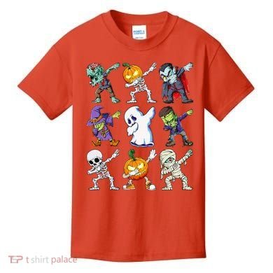 Dabbing Halloween Skeleton Zombie Scary Pumpkin Mummy Kids T-Shirt