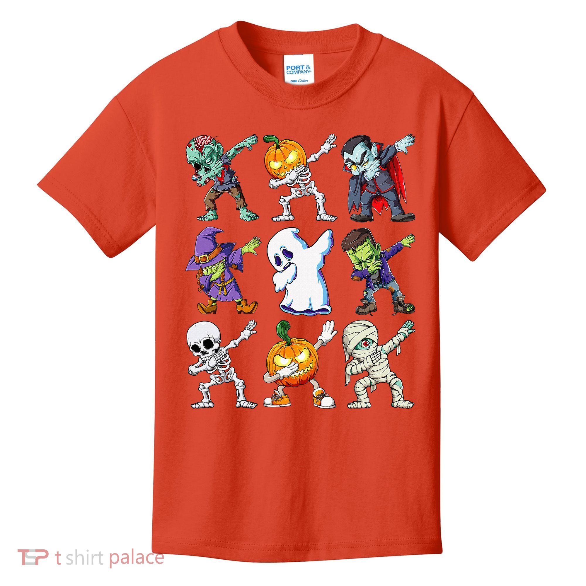 Dabbing Halloween Skeleton Zombie Scary Pumpkin Mummy Kids T-Shirt