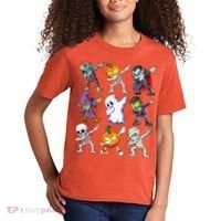 Dabbing Halloween Skeleton Zombie Scary Pumpkin Mummy Kids T-Shirt thumb 2