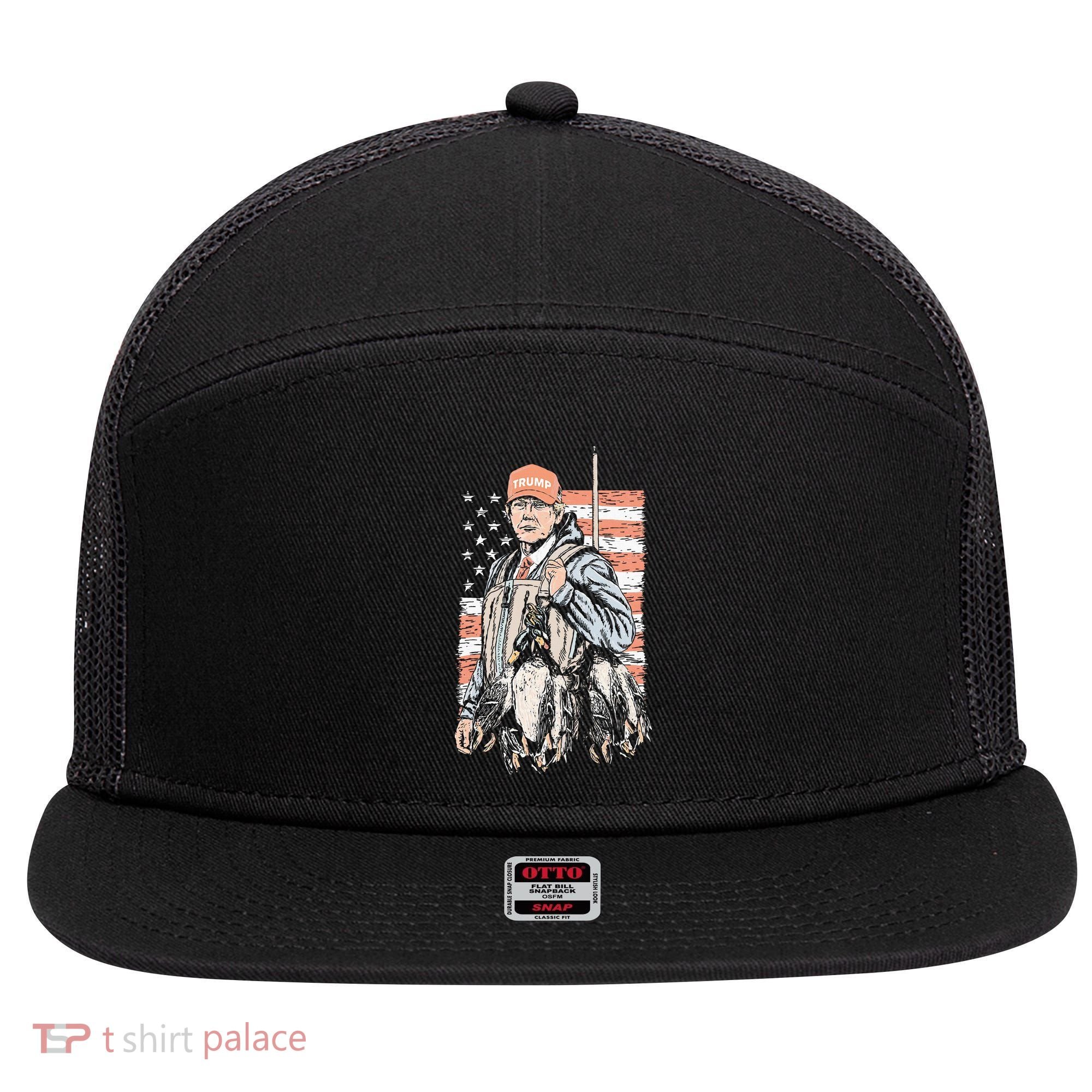 Duck Hunting Trump Camo Hello Hunting Season 7 Panel Mesh Trucker Snapback Hat