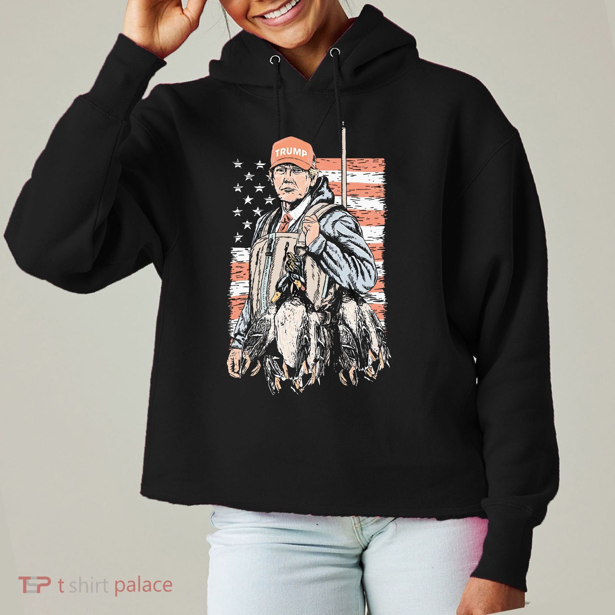 Duck Hunting Trump Camo Hello Hunting Season Ladies Heavyweight Boxy Pullover Hoodie