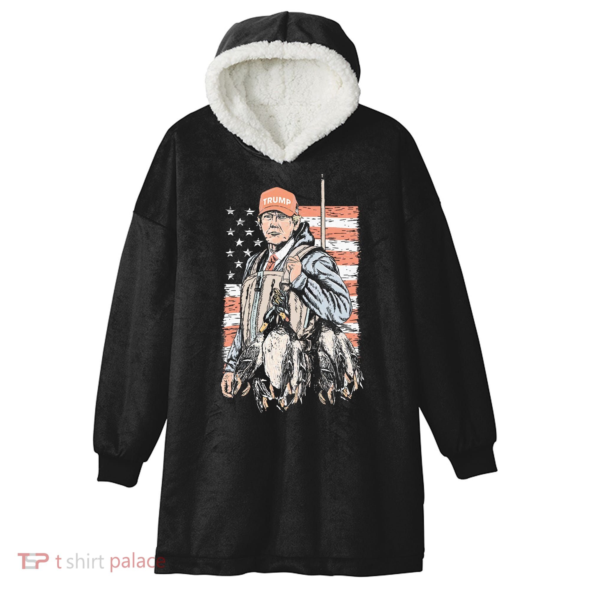Duck Hunting Trump Camo Hello Hunting Season Hooded Wearable Blanket