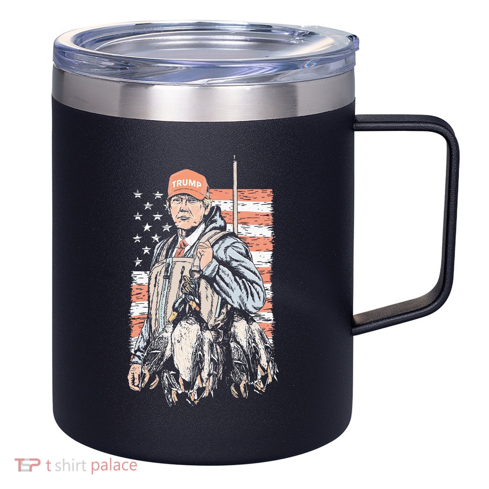 Duck Hunting Trump Camo Hello Hunting Season 12oz Stainless Steel Coffee Mug