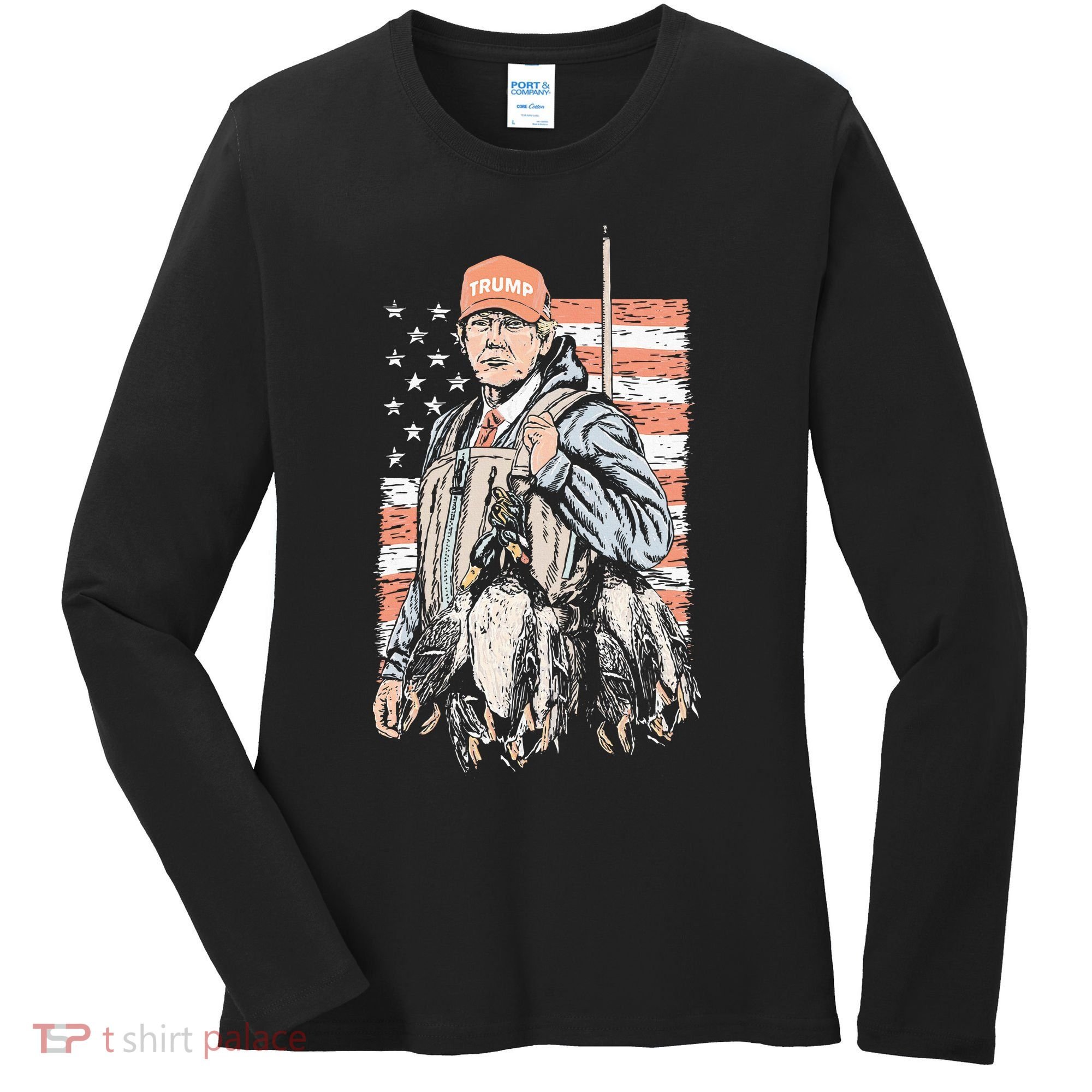 Duck Hunting Trump Camo Hello Hunting Season Women's Long Sleeve Shirt