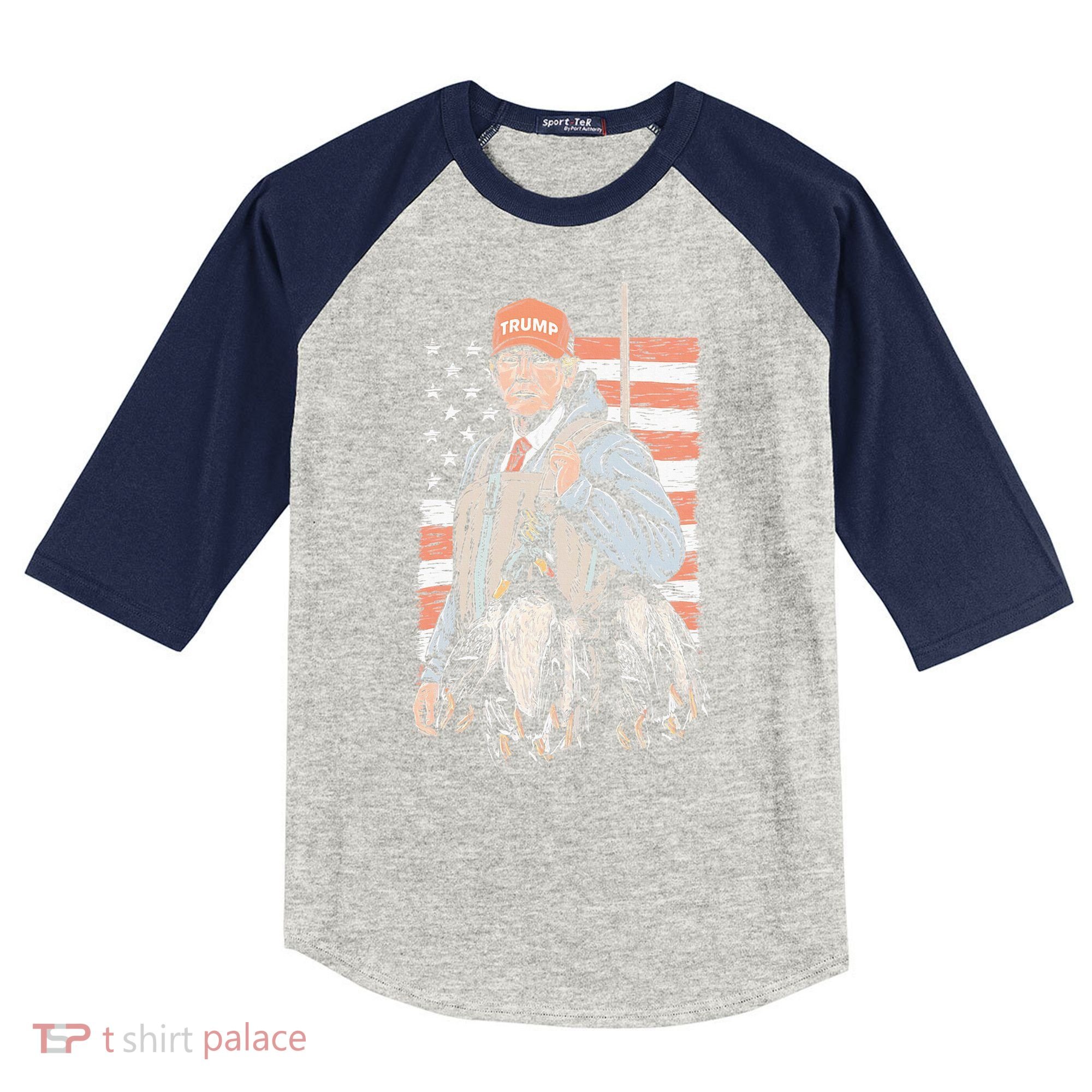 Duck Hunting Trump Camo Hello Hunting Season Kids Colorblock Raglan Jersey