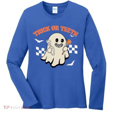 Dentist Halloween Trick Or Teeth Dental Assistant Hygienist Gift Women's Long Sleeve Shirt