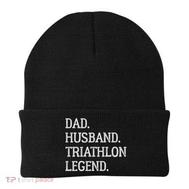 Dad Husband Triathlon Legend Vintage Triathlon Dad Gift Beanie