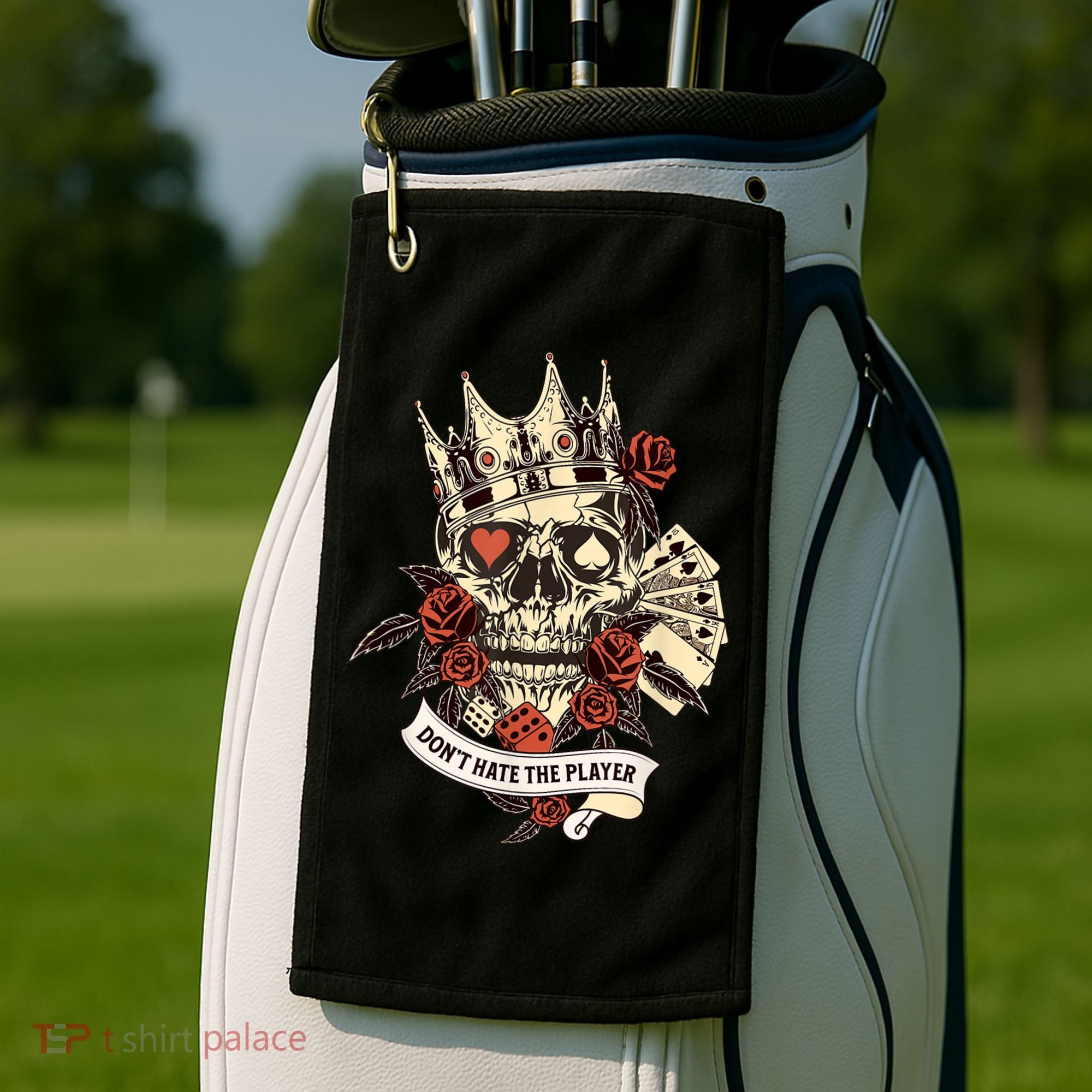 Don't Hate The Player Skull Golf Towel