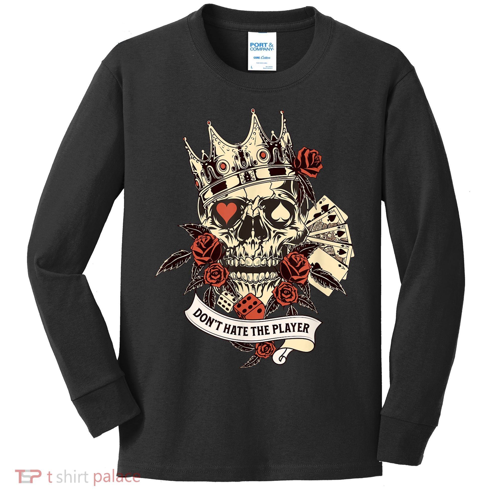 Don't Hate The Player Skull Kids Long Sleeve Shirt